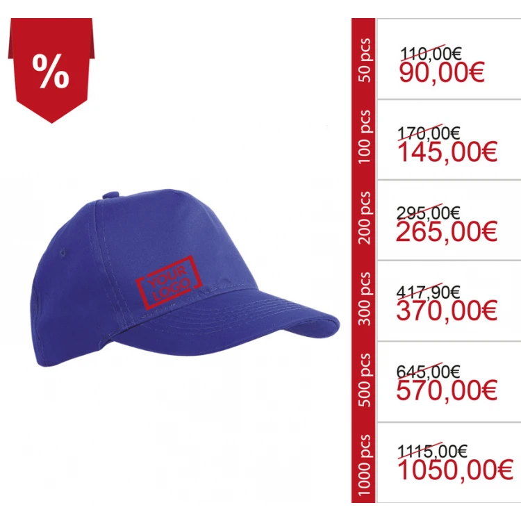 Cappellini personalizzati per bambini in poliestere con regolazione a velcro